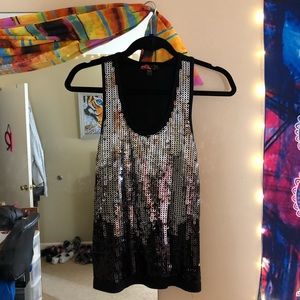 Black and Silver Sequin New Years Tank Top